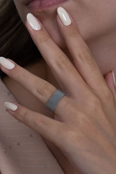 Takı Dükkanı Unisex 8mm Flexible Weave Mesh Steel Ring Sb1sb2