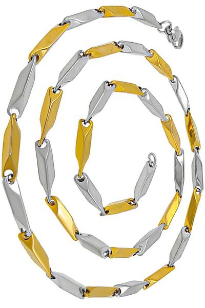 Takı Dükkanı Yellow White Men's Steel Necklace Square Cube Triangle Model Chain Eck05ksrb