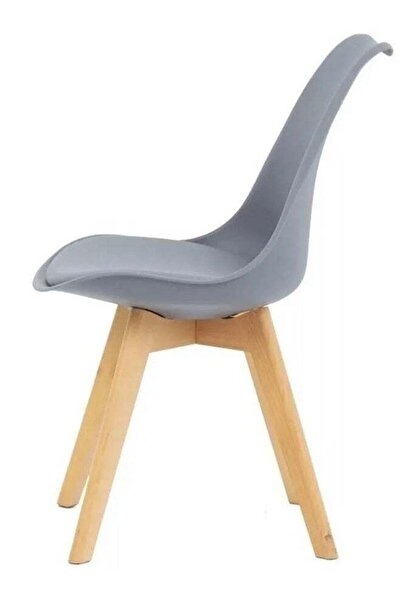 Taimi Pack of 4-Mid Century Modern Chair with Back Rest, Padded Seats and Solid Wood Legs, Gray