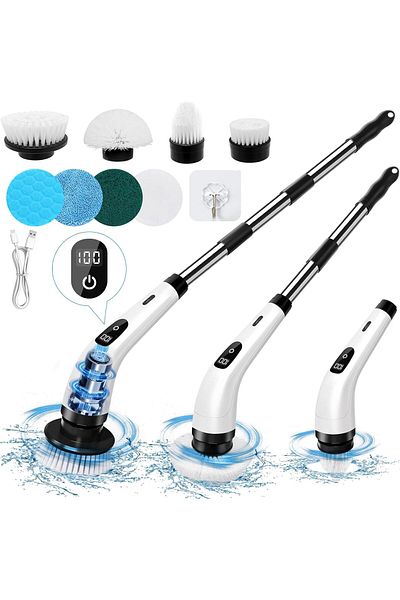 OEM Electric Rotating Brush for Cleaning, 8 Heads, 90 Minute Runtime, 400 RPM, 2 Speeds