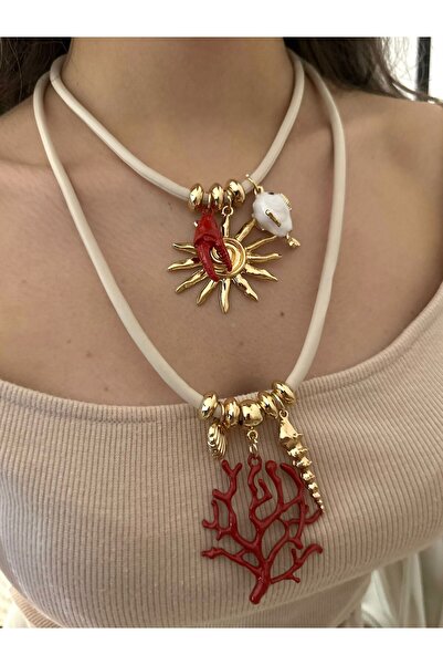 MyladyAccessoriess Double Coral Charm Detailed Necklace