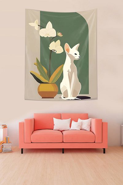 on the clouds Modern Design Bohemian Flower Themed Stain Resistant Fabric Wall Cover Wall Carpet Tapestry
