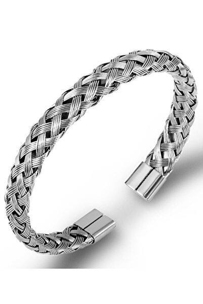 Takı Dükkanı Tel Örgü Model Kelepçe Unisex Erkek Çelik Bileklik Bilezik scb21