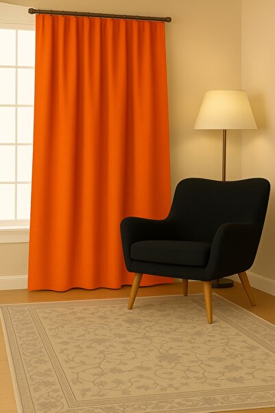 Luvora Home Luna Series Velvet Textured Pleatless Background Curtain - Orange
