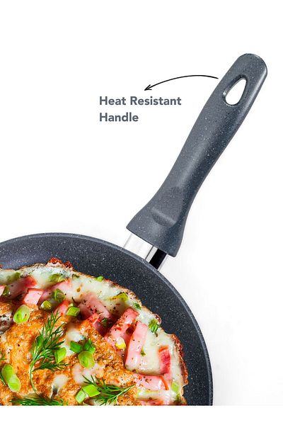 GRANDİ Grandi 1-Piece Non-Stick Titanium High Thickness Frying Pan Grey 18 cm