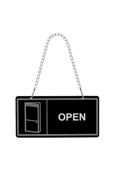 OEM Hanging Indicator, OPEN-CLOSED, Plastic, Metal, Black, 24x12cm