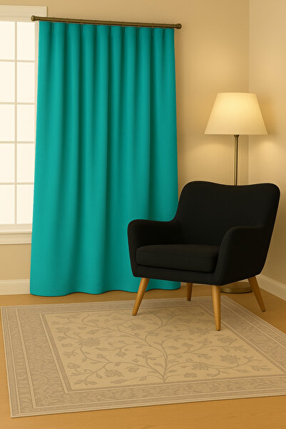 Luvora Home Luna Series Velvet Textured Pleatless Background Curtain - Turquoise