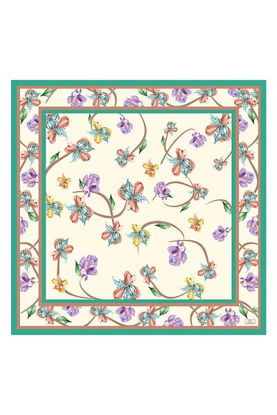 Qef Twill Silk Scarf, Orchid Model Shoes