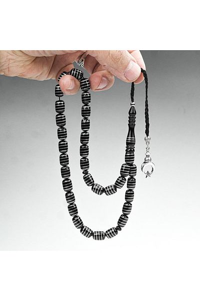 Skygo Oltu Stone and Capsule Cut Auger Wrap Embroidered Rosary