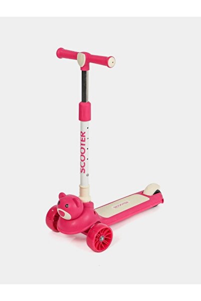 rexa Bear-Themed Kids Scooter – 3-Wheel Ride with Adjustable Height & Flashin...