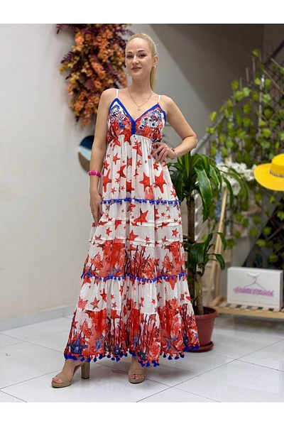 Punta Otantik Ay202403 Italian Strap Raw Linen Dress Red