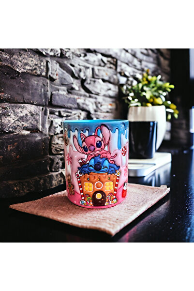 mug shop Stitch ve Angel Hediyelik Porselen Kupa- Doğum Günü Hediyesi Ev Ofis Kupası