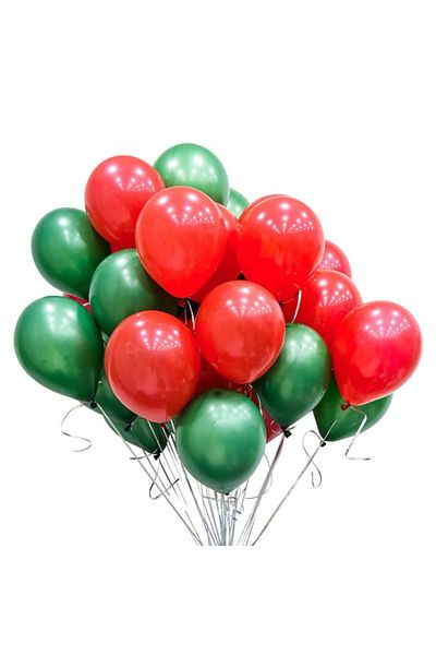 Ropet Set of 100 latex balloons, Red/Green, Christmas Party, 30cm, Ropet