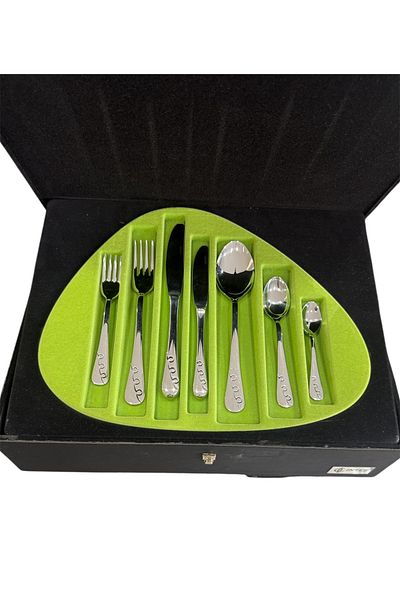 İNTER CELİK Üzüm Model 90 Piece Spoon-Fork-Knife Set with Leather Bag