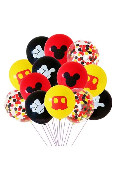 Ropet Set of 10 latex balloons, Mickey Mouse color print, 30cm, Ropet