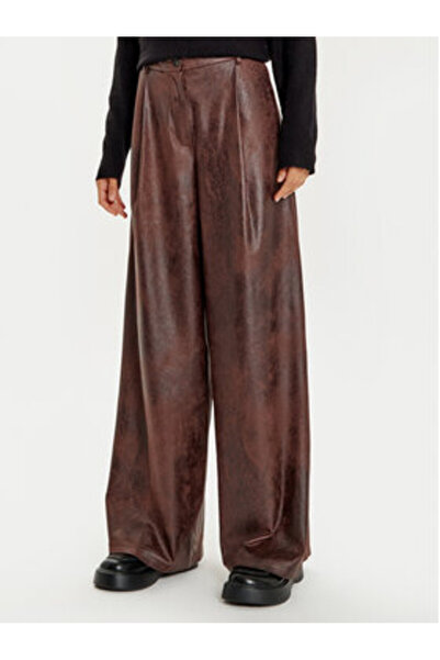 Haveone Pantaloni din piele ecologică pentru femei PVI-M062 maro