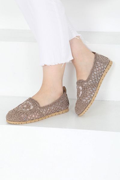 TOFİSA Women's Mink Knitted Ballerinas - 27240