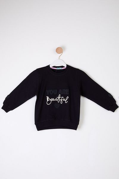 TOFİSA Black Inton Sweatshirt for Girl - 26105