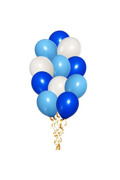 Ropet Set 12 baloane, petrecere aniversara, Albastru/Alb/Albastru deschis, 30cm, Ropet