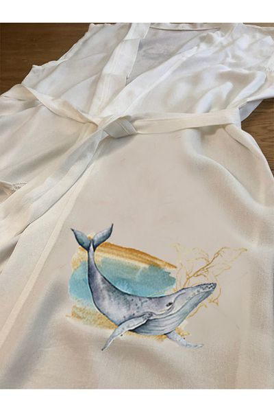 Kidilia Bamboo Sleeveless Peshtemal Beach Kimono with Fish Image