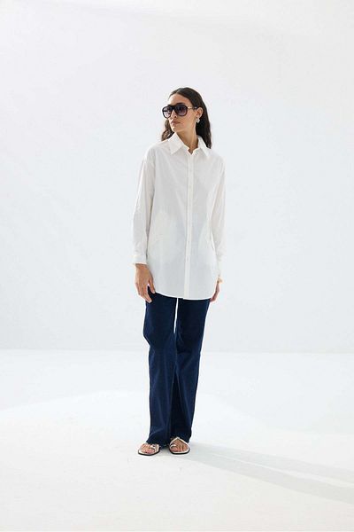 Tailors Room Belted Shirt with Pockets - White