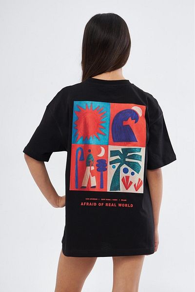 The Champ Clothing Tricou negru pentru copii - Afraid Of Real Printed
