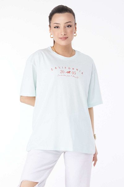 TOFİSA Short Sleeve Printed T-Shirt Mint - 24632