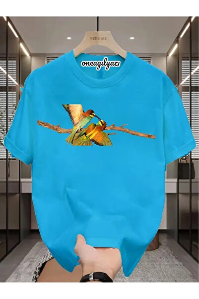 oneagılyazı Bird Printed Oversize T-Shirt