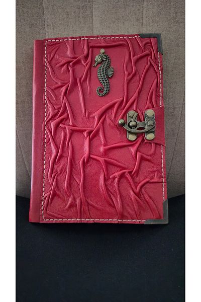 Land of Souvenir Leather Covered Bamboo Leaf Notebook with Lock Accessories