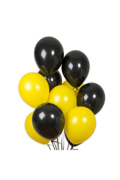 Ropet Set of 10 latex balloons, Yellow/Black, 30cm, Ropet