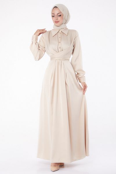 TOFİSA Evening Dress Beige - 26194