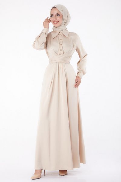 TOFİSA Evening Dress Beige - 26194