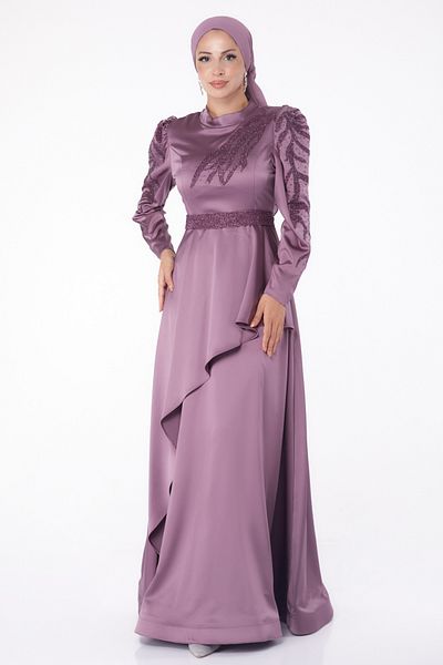 TOFİSA Stoned Princess Evening Dress Purple - 26252