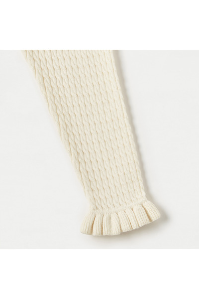 Juniors Textured Leggings With Ruffled Hem And Elasticated Waistband