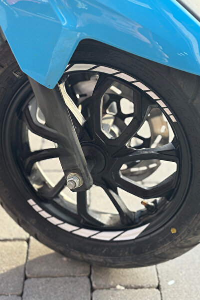 Banxtre Scooter Jant için Uyumlu Beyaz Renk Kesikli Jant Şeridi Sticker Seti ...