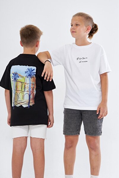 The Champ Clothing Crna palma Štampano okrugla kragna Dete T-shirt