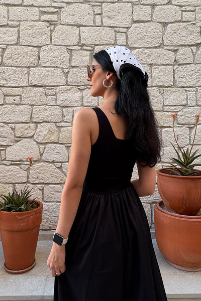 NN SISTER Siyah Poplin Maxi Elbise