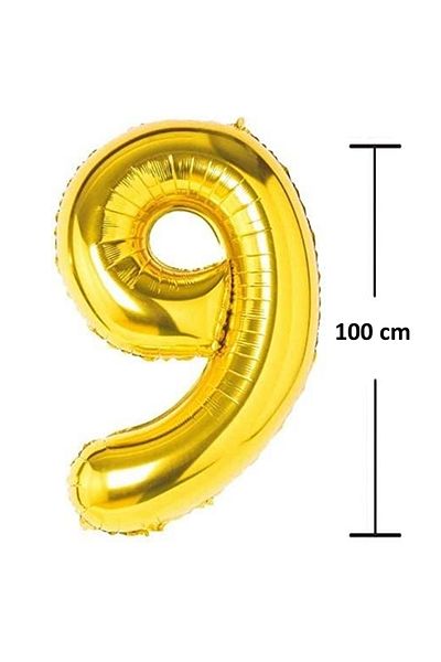 Ropet Ropet foil birthday balloon, Gold, number 9, 100 cm