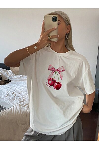 ZİYMO ΓΥΝΑΙΚΕΙΟ T-Shirt με στάμπα Cherry Crew Neck