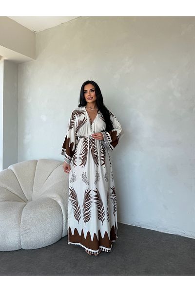 LİLA İSTANBUL Double Breasted Collar Floral Patterned Viscose Fabric Summer Dress