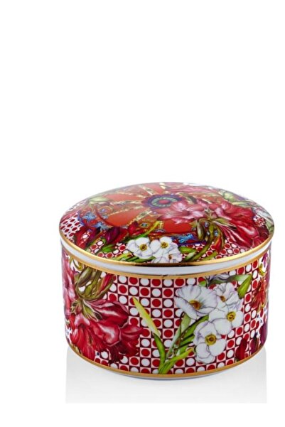 UkyCo Consept Lilyum Desenli Yuksek Yuvarlak Kutu