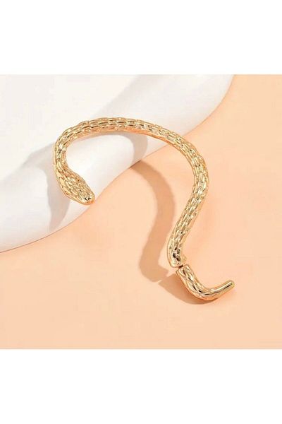 elur malta 2 Pieces (Right and Left Ear) Gothic Style Snake Shape Ear Wrap Gold Earrings