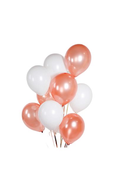 Ropet Set of 10 latex balloons, Rose Gold/White, 30cm, Ropet