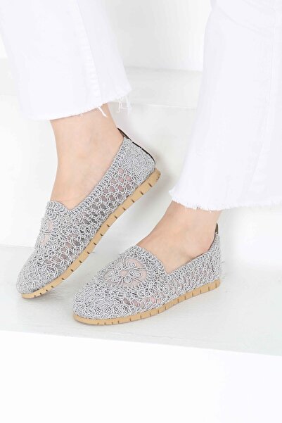 TOFİSA Kadın Gri Örgülü Babet - 27240