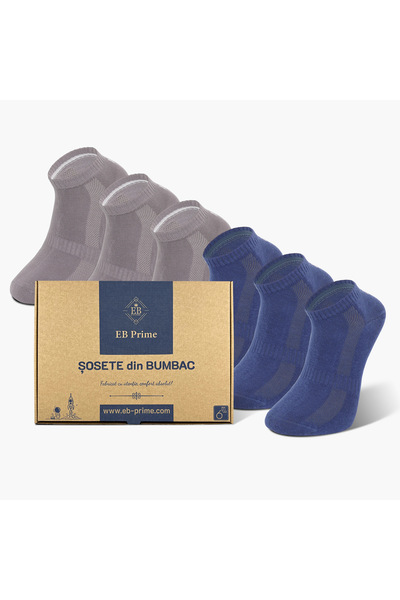 EB Prime Short Socks | Box "Energy of Comfort" No. 8 | 6 per | 3xGrey, 3xBlue | Sizes 35-46
