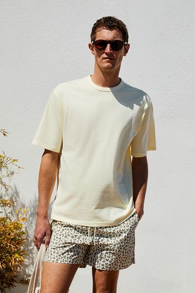 GRIMELANGE Catwalk Men's 100% Cotton Regular Fit Yellow T-Shirt