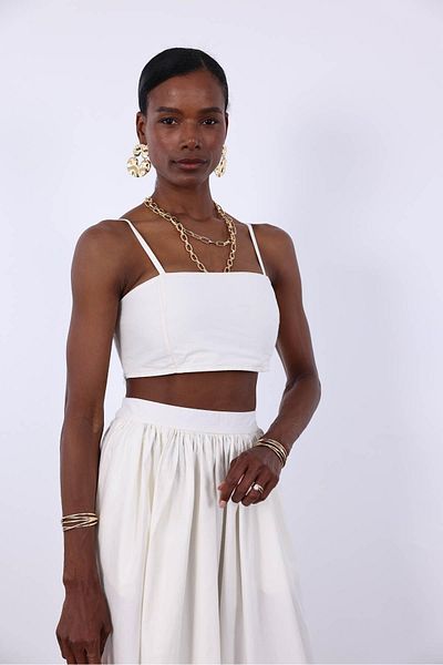 5in1Canpolat Bone Adjustable Strap Crop Skirt Suit 5001