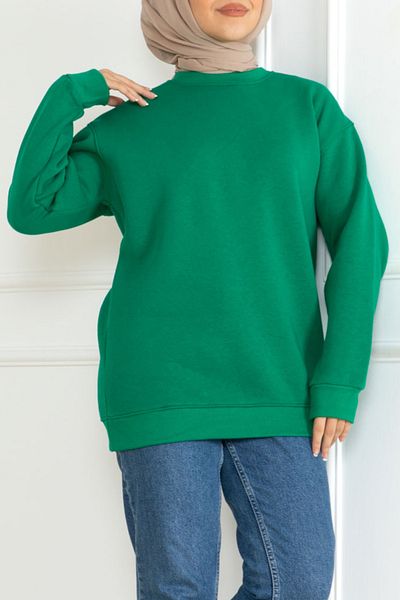 TOFİSA Women's Crew Neck Salak Sweatshirt Green - 26617