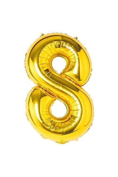 Ropet Ropet foil birthday balloon, Gold, number 8, 100 cm