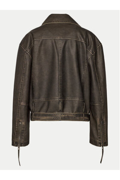 Gina Tricot Jachetă din piele ecologică pentru femei 21998 neagră